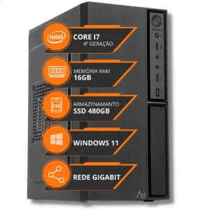 Pc Cpu Intel Core I7 4ª Geração 16gb Ram Ssd 480gb + Wifi