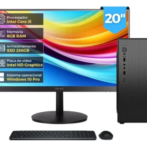 Computador Completo Top Intel Core i5 4570, 8GB RAM, SSD 256GB, Bivolt, Monitor 20" LED 75hz, Preto - BluePC CD2E-0110TO