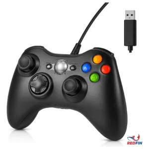 Controle Para Xbox 360 Com Fio USB e PC Preto Vibração Console Joystick Manete Gamepass Steam Tv Pc Android Pc Controle Pc Gamer - Redfin