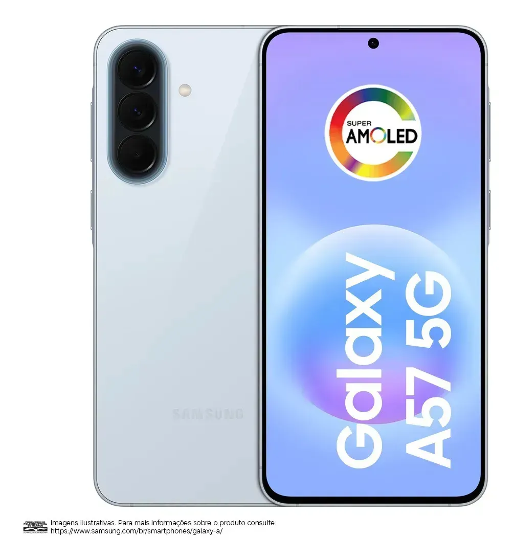 Celular Samsung Galaxy A57 5G 256GB, 8GB RAM, Câmera 50MP, IP68, Super AMOLED 6.7", Recursos AI - Azul Claro - Imagem 2