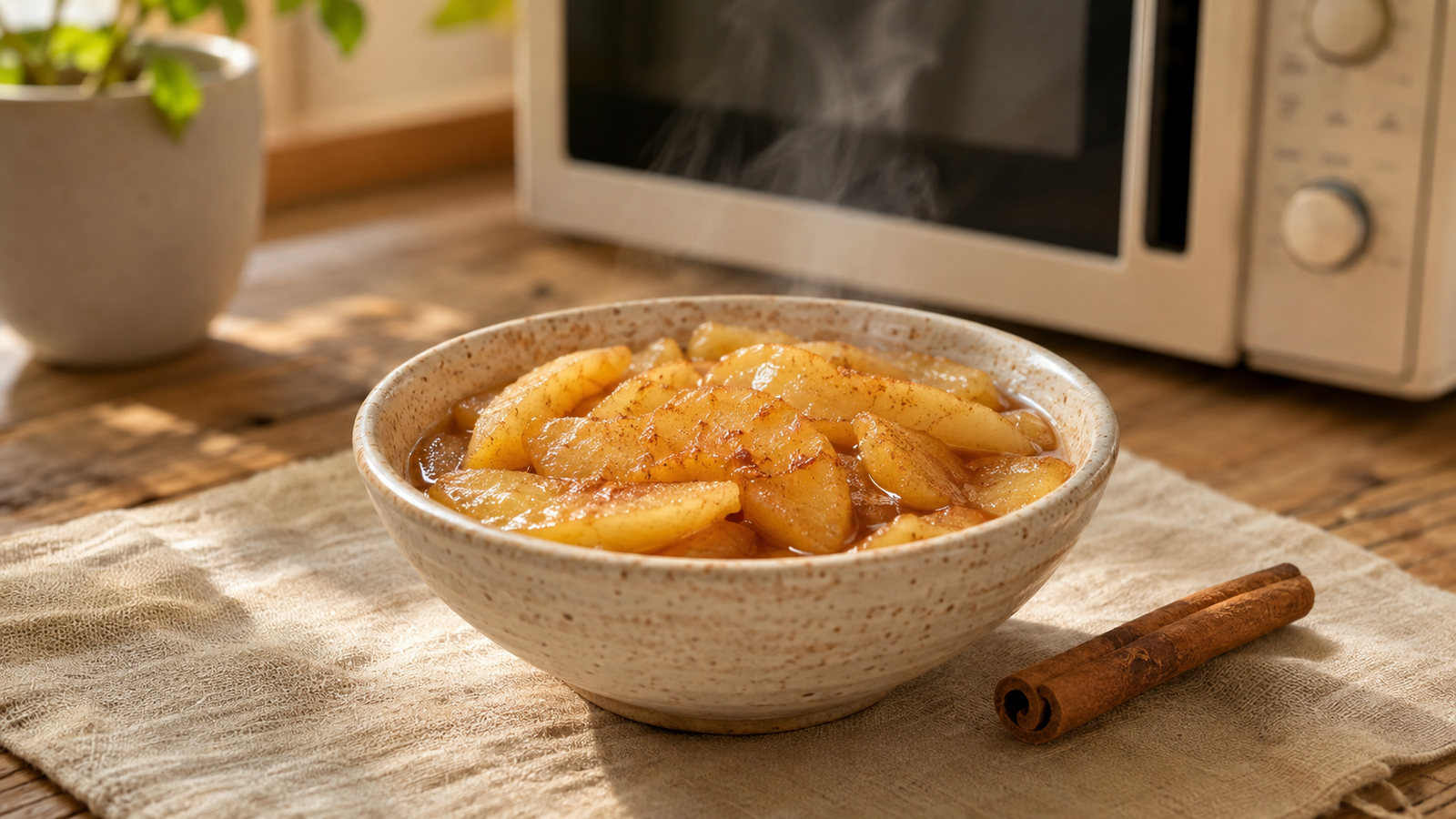 Maçã com Canela no Micro-ondas: Sobremesa Quente em Poucos Minutos
